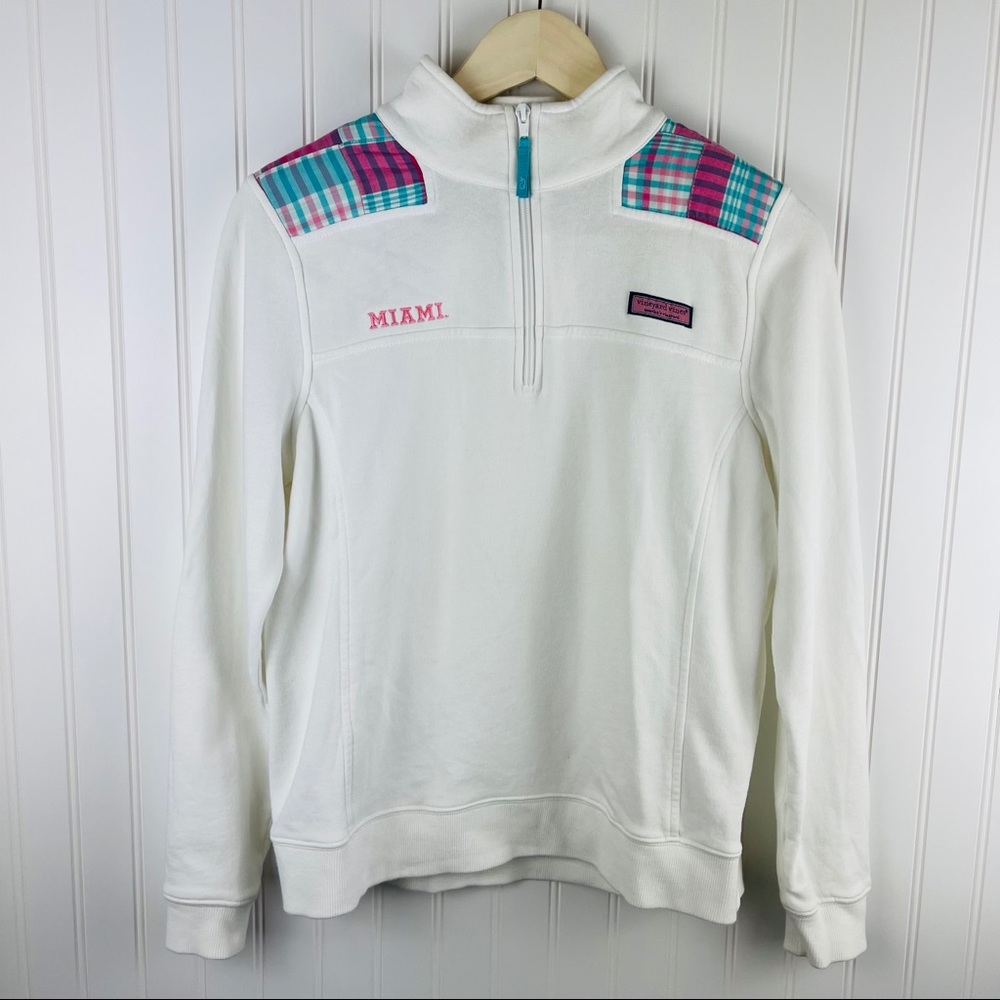 Vineyard Vines Miami White Plaid Pullover Shep Sweater Size Medium
